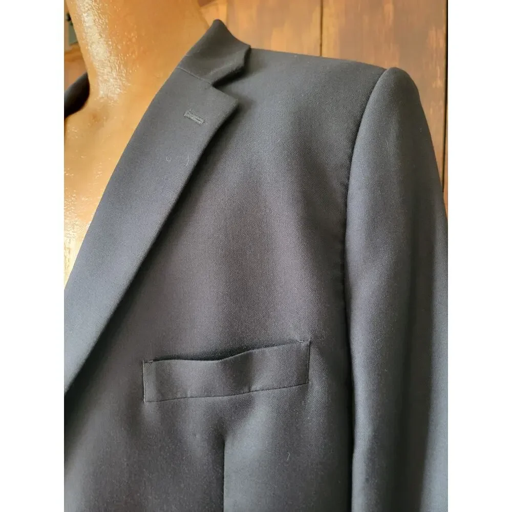 Ralph Lauren Men 46R Navy Blazer 100% Wool Gold Buttons Classic Sport Coat Sleek